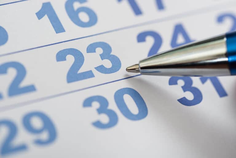Calendar and pen for event planning at Cookley Village Hall.