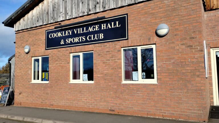 Exterior view of Cookley Village Hall, a historic community building.