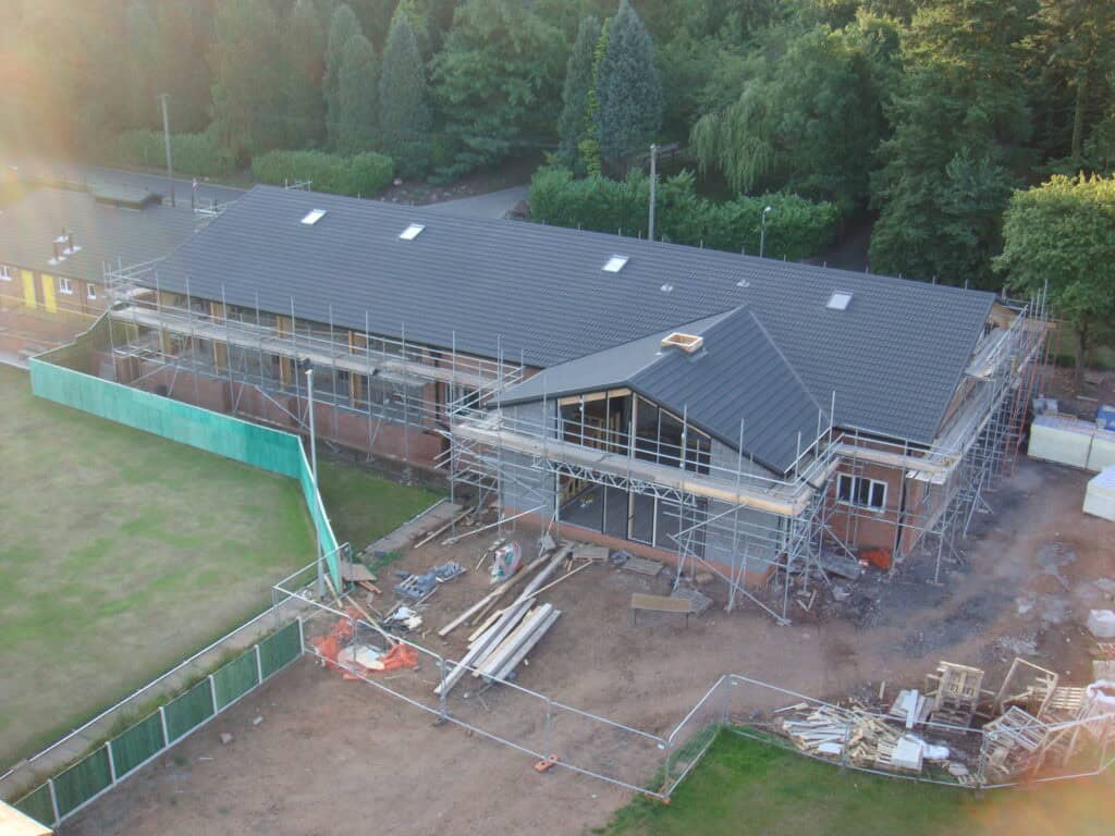 Construction of Cookley Village Hall during renovation phase.